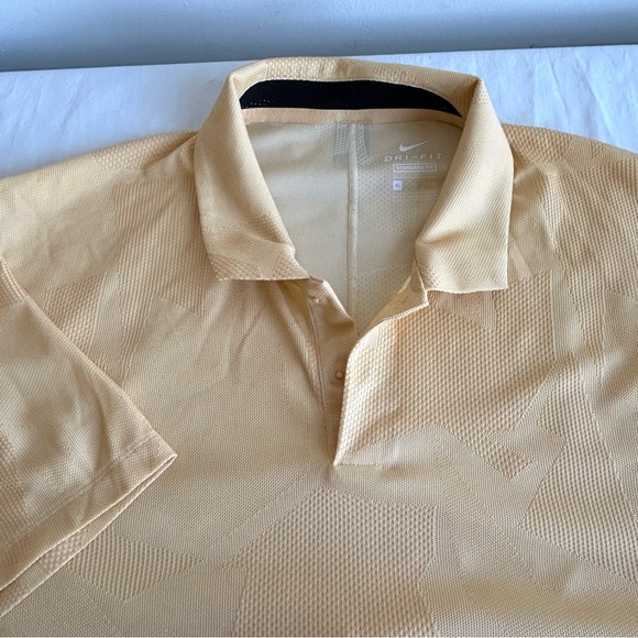Nike Men's Dri Fit Mustard Yellow Textured Polo Shirt - Picture 2 of 15